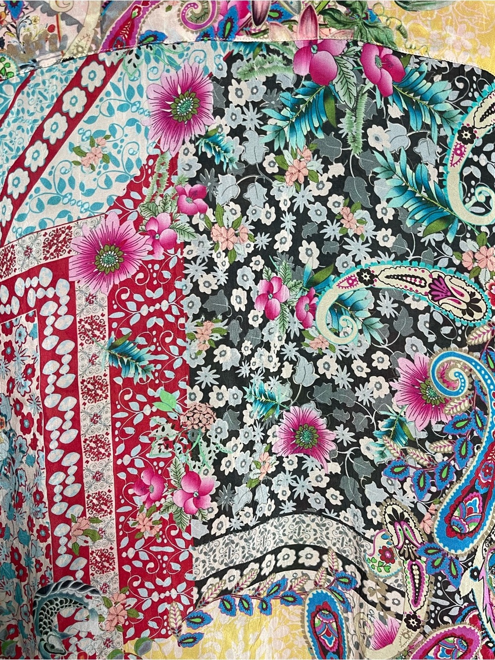 Johnny Was Milla vibrant floral patchwork button down shirt - Picture 6 of 12